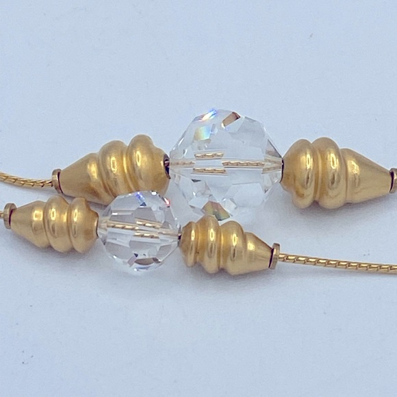 Vintage Anne Klein 36” Long Gold Tone Designer Necklace Sparkling Crystal Beads - Picture 7 of 12